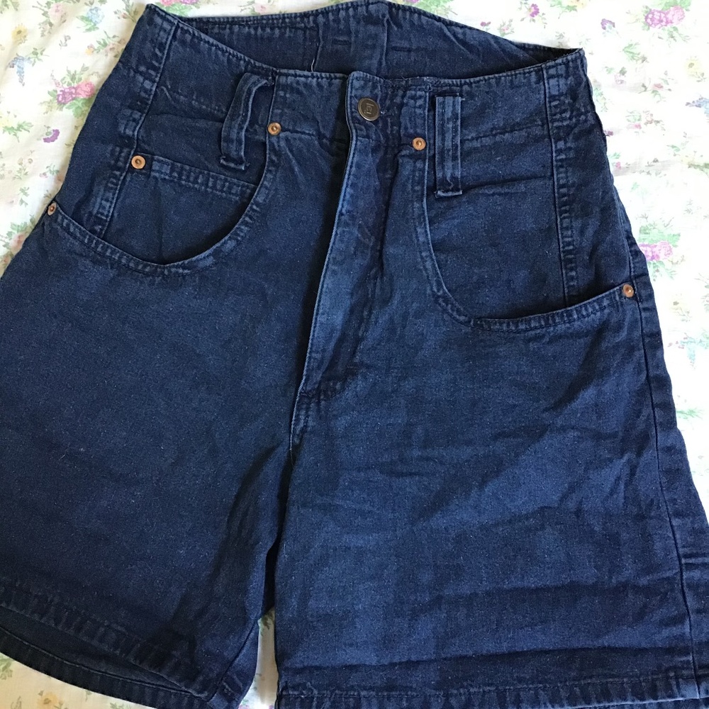 High waisted lei riding shorts dark blue denim